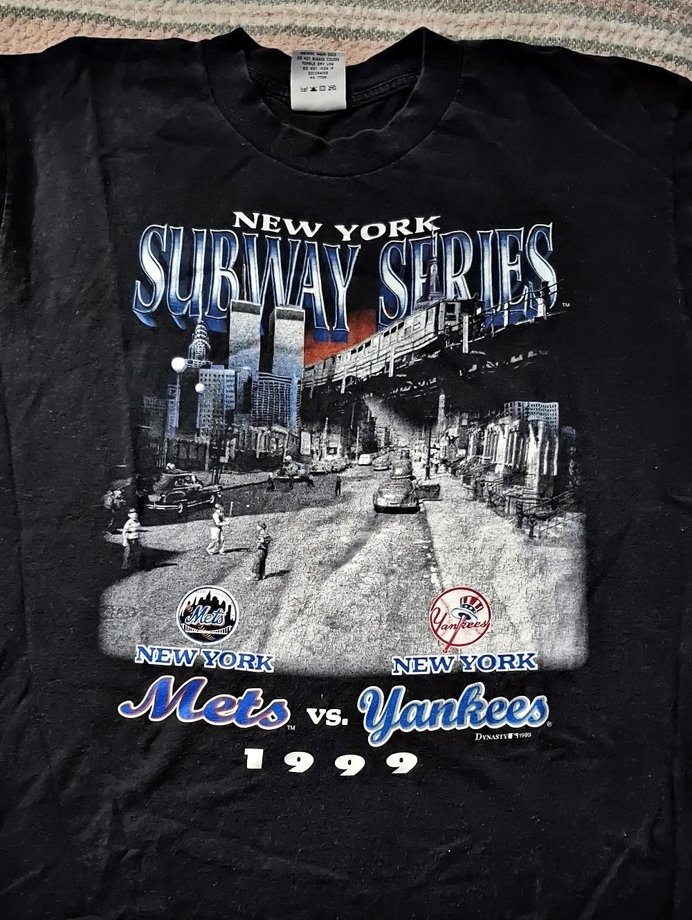 Dynasty New York Subway Series Mets vs. Yankees 1999 Graphic Tee Black Size